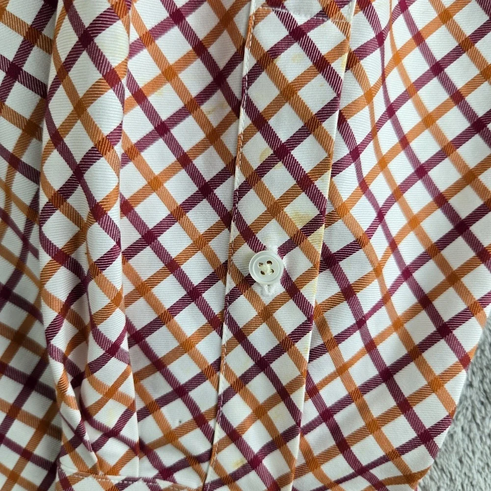 Vintage Banana Republic Shirt Mens Small 14/14.5 White Orange Burgundy Checkered
